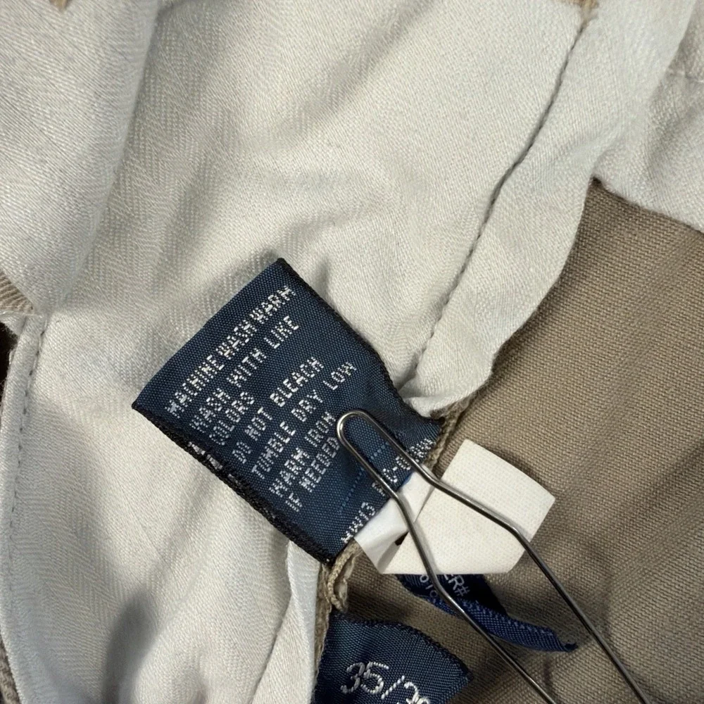 Polo‎ Ralph Lauren Men 35x30 Khaki Pleated Chino Trousers Preppy Casual